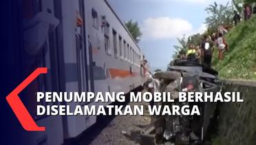 Mobil Tertabrak Kereta Api Jurusan Sukabumi - Cianjur Saat Melewati Perlintasan Tanpa Palang Pintu