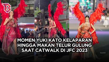 Kocaknya Yuki Kato kelaparan minta telur gulung saat catwalk di Jember Fashion Carnaval 2023, slay abis!