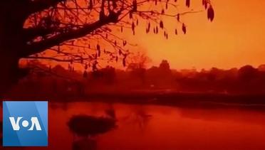 Red Haze in Indonesia After Forest Fires Blaze Through Central Sumatra