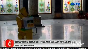 Shalat Jumat di Masjid Agung Jombang Berjarak Satu Meter