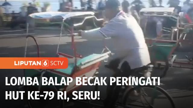 Seru! Puluhan Tukang Becak Adu Gowes jadi yang Paling Cepat Sampai Finish | Liputan 6