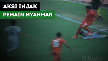Aksi Pemain Myanmar Injak Dada Bek Timnas Indonesia U-19