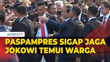 Paspampres Sigap Jaga Jokowi Saat Temui Warga di Luar Istana Negara