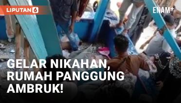 Viral Rumah Panggung di Makassar Roboh saat Gelar Nikahan