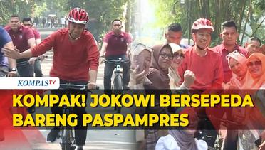 Potret Kompak Jokowi Sepedaan Bareng Paspampres, Sapa Warga di Kebun Raya Bogor