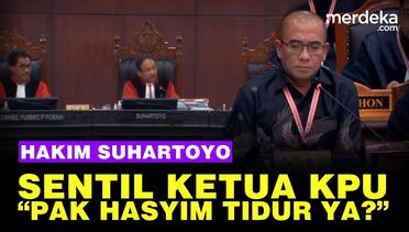 Hakim MK Suhartoyo Sentil Ketua KPU: Pak Hasyim Tidur Ya?