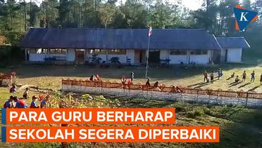 77 Tahun Indonesia Merdeka, Siswa Harus Bertahan di Tengah Bangunan Sekolah yang Rusak
