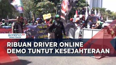 Tuntut Penerbitan Aturan Hukum Hingga Kesejahteraan, Driver Ojol di Surabaya Lakukan Unjuk Rasa!