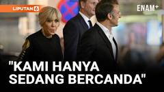 Brigitte Macron Dorong Wajah Sang Suami Emmanuel Macron saat Tiba di Vietnam