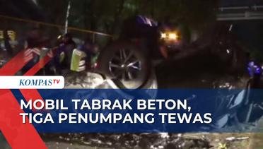 Mobil SUV Tabrak Beton Exit Tol Plumpang Diduga Akibat Hilang Kendali, 3 Orang Tewas!