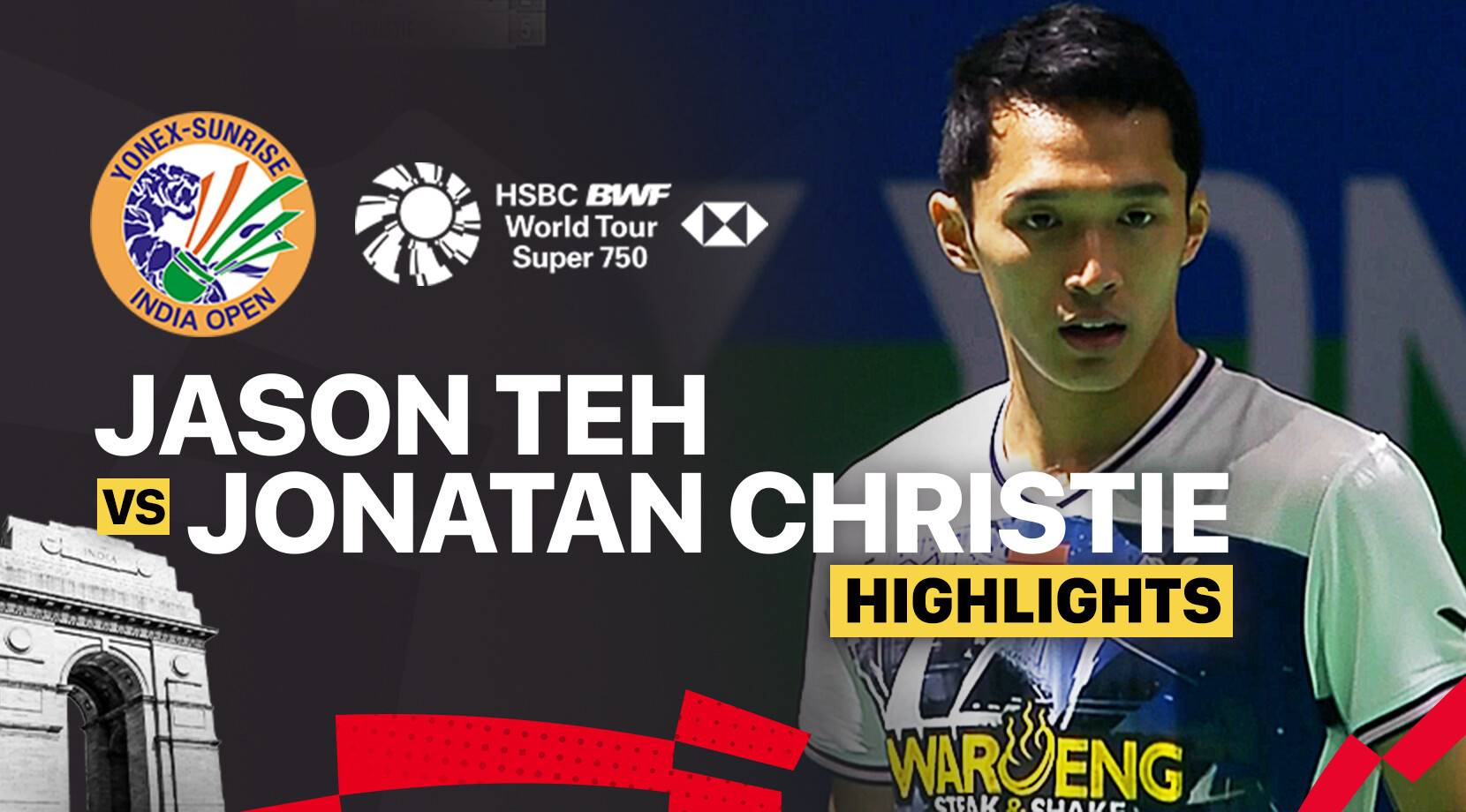 Jia Heng Jason Teh (SGP) vs Jonatan Christie (INA) - Men's Singles Round of 32 | YONEX-SUNRISE India Open 2026
