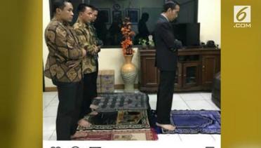 Mengejar Awal Waktu, Presiden Jokowi Salat Magrib di Pos Polisi
