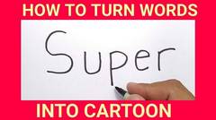 GANTENG, cara menggambar SUPERMAN dengan kata super / how to turn words SUPER into SUPERMAN