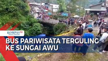 Bus Pariwisata Terguling ke Sungai Awu, 2 Meninggal dan Belasan Luka-luka