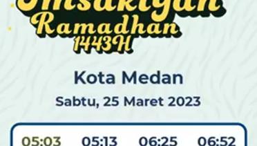 Jadwal Imsakiyah Kota Medan 23-29 Maret 2023
