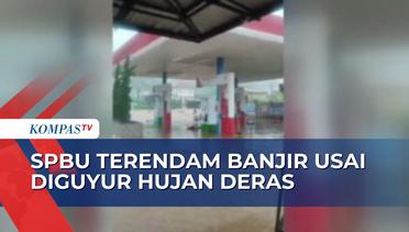 Banjir Melanda Jalan Cihideung Bogor, SPBU Terendam Hingga Bungker BBM Ambles!