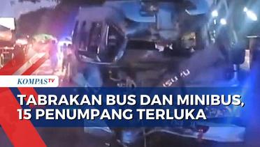 Tabrakan Bus dan Minibus di Jalur Pantura Situbondo Sebabkan 15 Penumpang Terluka