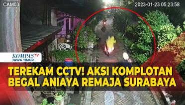 Komplotan Begal Surabaya Aniaya Remaja Bawa Lari Motor Korban Terekam CCTV