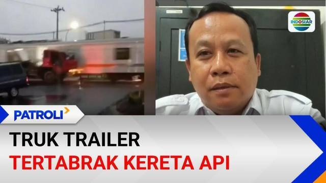 Truk Trailer Terseret Kereta di Kaligawe Semarang, Lokomotif Alami Kerusakan Parah | Patroli