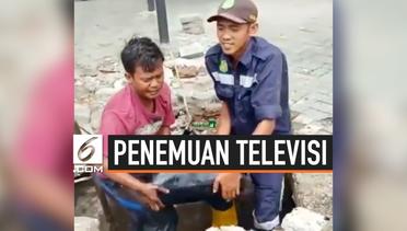 Bersih-Bersih Parit, Petugas Kebersihan Menemukan TV 