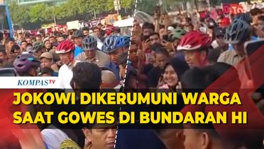 Momen Presiden Dikerumuni Warga Saat Bersepeda di CFD Jakarta