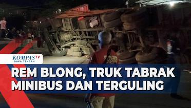 Rem Blong, Truk Tabrak Minibus dan Terguling