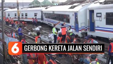 7 Gerbong Kereta Api Gajayana Tiba-tiba Jalan Sendiri di Stasiun Kotalama Malang | Liputan 6