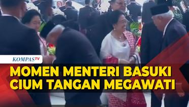 Momen Menteri PUPR Basuki Mencium Tangan Megawati Jelang Sidang Tahunan MPR RI 2023