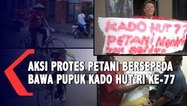 Aksi Nekat Petani Bersepeda Bawa Pupuk Non Subsidi Protes Ke DPRD Jember