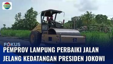 Jelang Kedatangan Presiden Jokowi di Lampung, Jalan Rusak Diperbaiki | Fokus