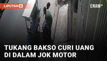 Terekam CCTV, Tukang Bakso Curi Uang di Dalam Jok Motor di Pinggir Jalan