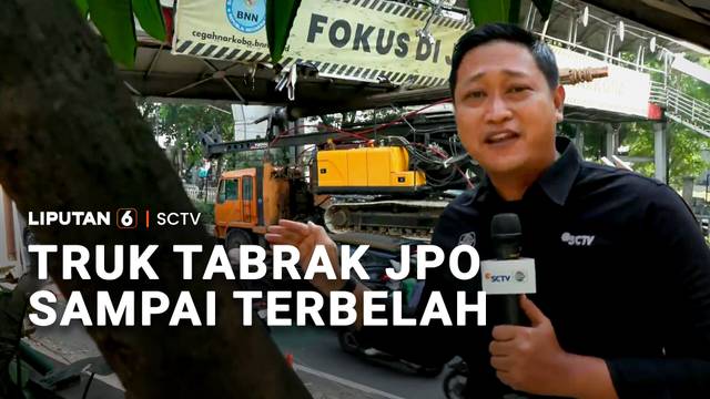 Truk Bawa Ekskavator Tabrak JPO Sampai Terberlah | Liputan 6