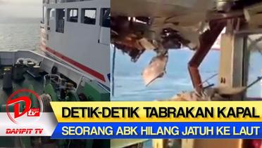 NGERI! Detik-detik Tabrakan Dua Kapal di Selat Sunda, ABK Hilang Jatuh Ke Laut