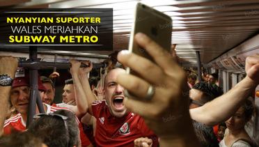 Nyanyian Suporter Wales Meriahkan Perjalanan Subway Metro di Lyon