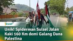 Unik! Spiderman Sulsel Jalan Kaki 160 Km demi Galang Dana Palestina