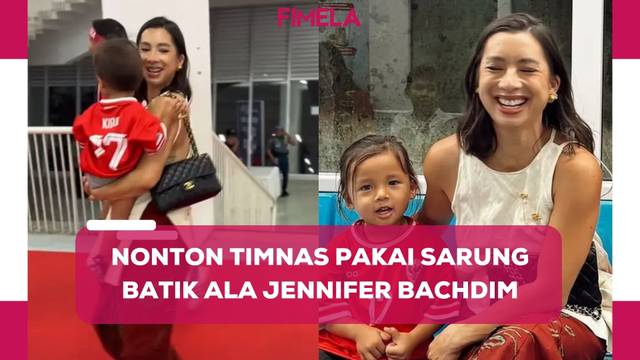 Jennifer Bachdim Tampil Stunning Kenakan Sarung Saat Nonton Timnas Indonesia vs Australia