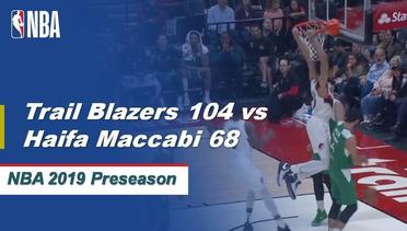 NBA | Cuplikan Pertandingan: Trail Blazers 104 vs Haifa Maccabi 68 | 2019 NBA Preseason