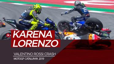 Insiden Valentino Rossi Crash karena Jorge Lorenzo di Catalunya