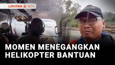 Momen Menegangkan Helikopter Penyalur Bantuan Mendarat di Tepi Sungai Tapanuli Tengah | Liputan 6