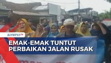 Aksi Emak-Emak di Sukabumi Turun ke Jalan, Tuntut Perbaikan Jalan Berlubang!