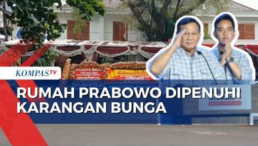 Karangan Bunga Ucapan Selamat Penuhi Kediaman Prabowo Subianto di Kertanegara