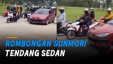 Viral Rombongan Sunmori Motor Matic Tendang Sedan di Bogor