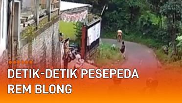 Detik-Detik Pesepeda Rem Blong Meluncur di Turunan, Warganet: Downhill