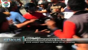 Nyaris Anarkis, Ratusan Sopir Angkot dan Tukang Becak Sweeping Angkutan Online di Cirebon - Fokus Malam