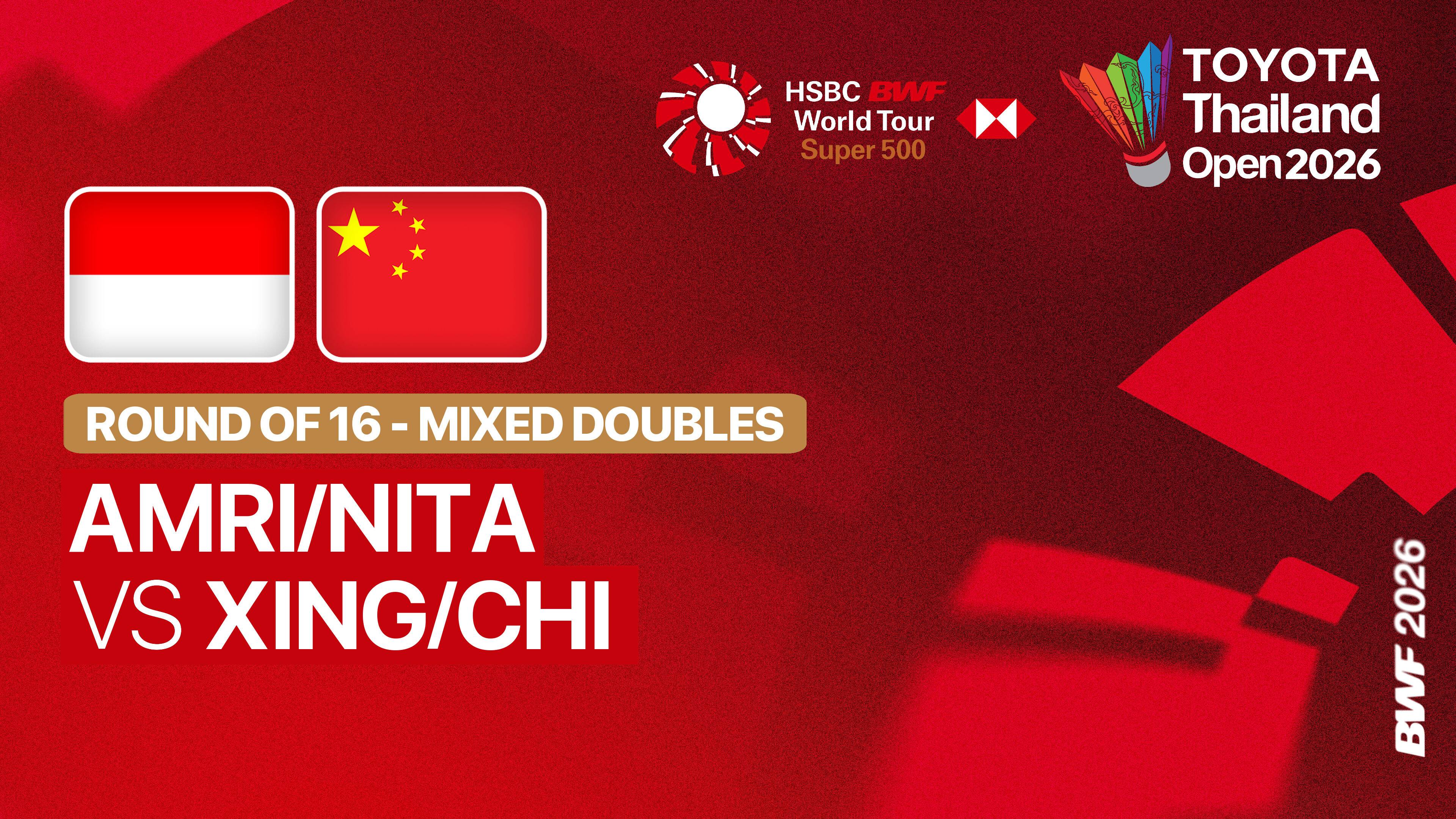 Amri Syahnawi/Nita Violina Marwah (INA) vs Cheng Xing/Zhang Chi (CHN) - Mixed Doubles Round of 16 | TOYOTA Thailand Open 2026
