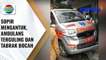 Mengantuk saat Mengemudi, Mobil Ambulans Terguling dan Tabrak Bocah di Tulungagung | Patroli