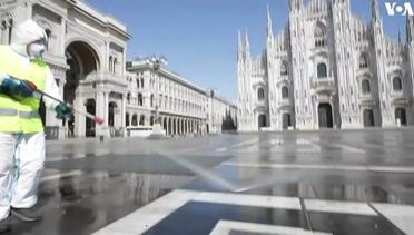 Italian Health Workers Continue Sanitizing the Duomo