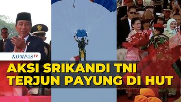 Bikin Jokowi Kagum! Aksi Srikandi TNI Terjun Payung Hingga Berikan Bunga ke Iriana