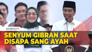 Momen Gibran Tersenyum Saat Disapa Oleh Presiden Jokowi di Harlah ke-25 PKB