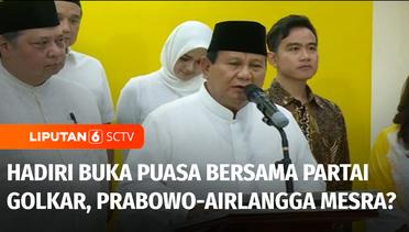 Prabowo-Gibran Hadir Buka Puasa Bersama Partai Golkar, Prabowo-Airlangga Mesra Satu Meja | Liputan 6